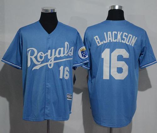 Royals #16 Bo Jackson Light Blue New Cool Base Alternate 1 Stitched MLB Jersey - Click Image to Close